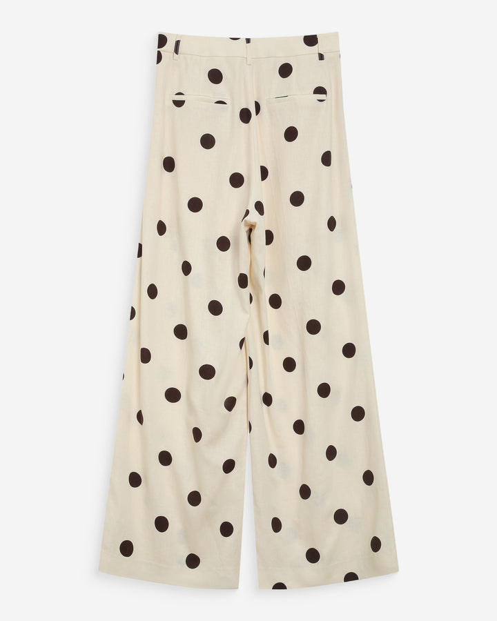 Pantalon large à pois ecru Wynell