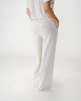 Pantalón amplio de lino y tencel a rayas sable Weston