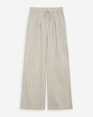 Pantalón amplio de lino y tencel a rayas sable Weston