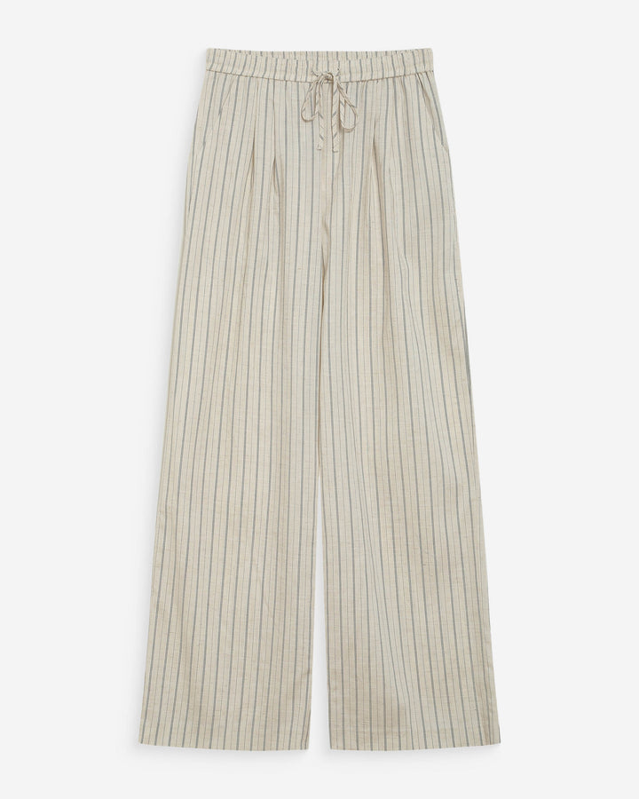 Pantalón amplio de lino y tencel a rayas sable Weston