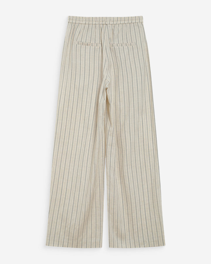 Pantalón amplio de lino y tencel a rayas sable Weston
