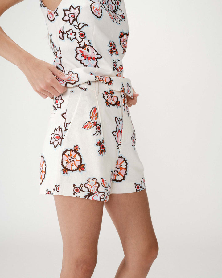 Straight floral print shorts ecru Webber