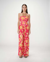 Flowing floral print pants with elastic waist fuchsia Woods