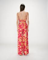 Flowing floral print pants with elastic waist fuchsia Woods