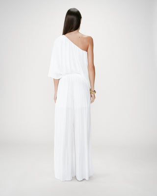 Pantalon large plissé taille réglable ivoire Wonka