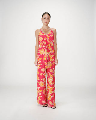 Wrap jumpsuit with straps fuchsia Wilderose