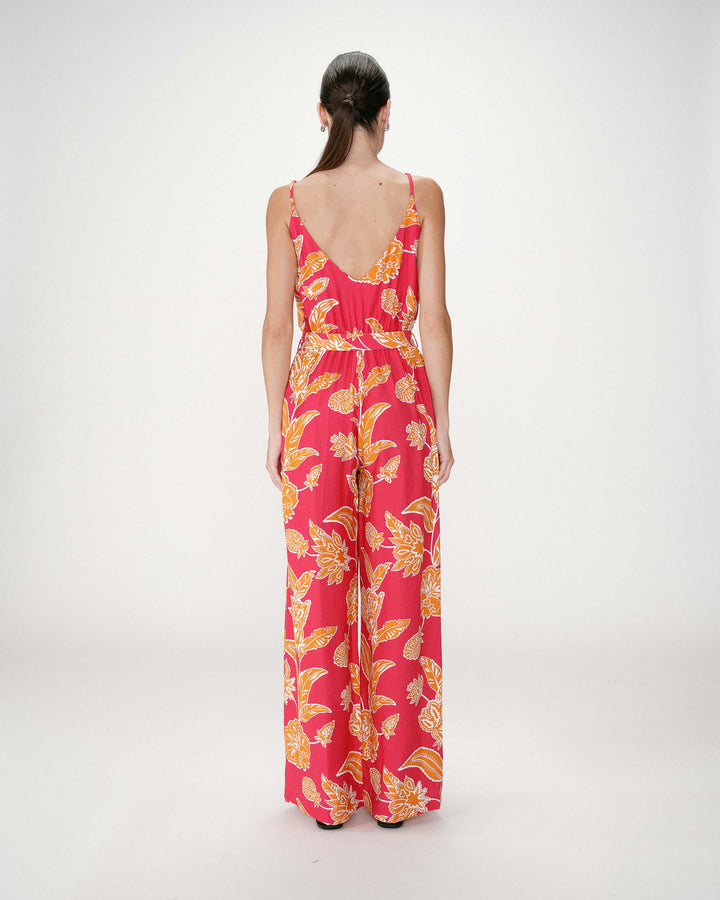 Wrap jumpsuit with straps fuchsia Wilderose
