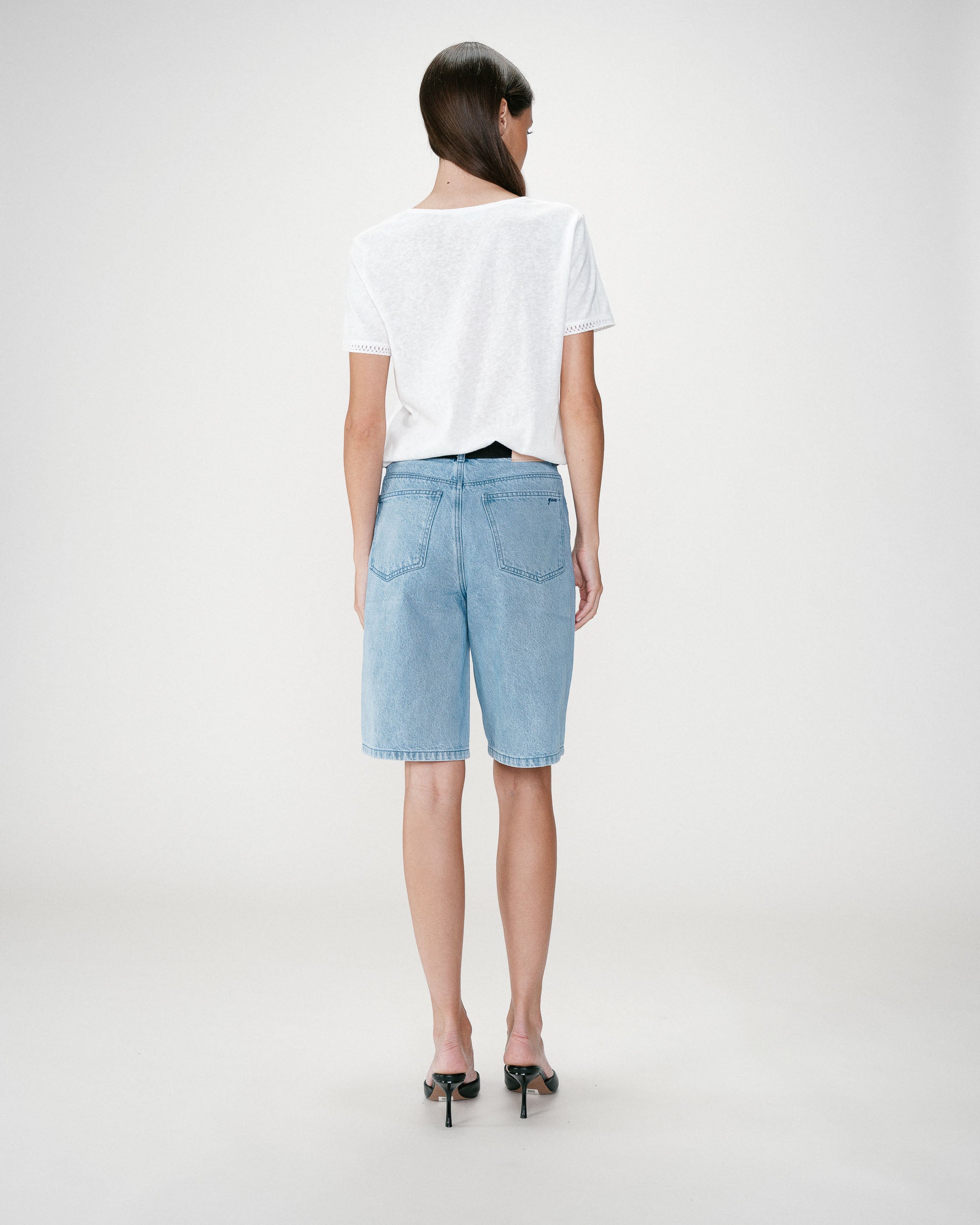 Straight V-neck short-sleeve top ivoire Willem