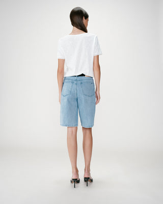 Straight V-neck short-sleeve top ivoire Willem