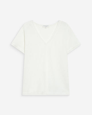 Straight V-neck short-sleeve top ivoire Willem