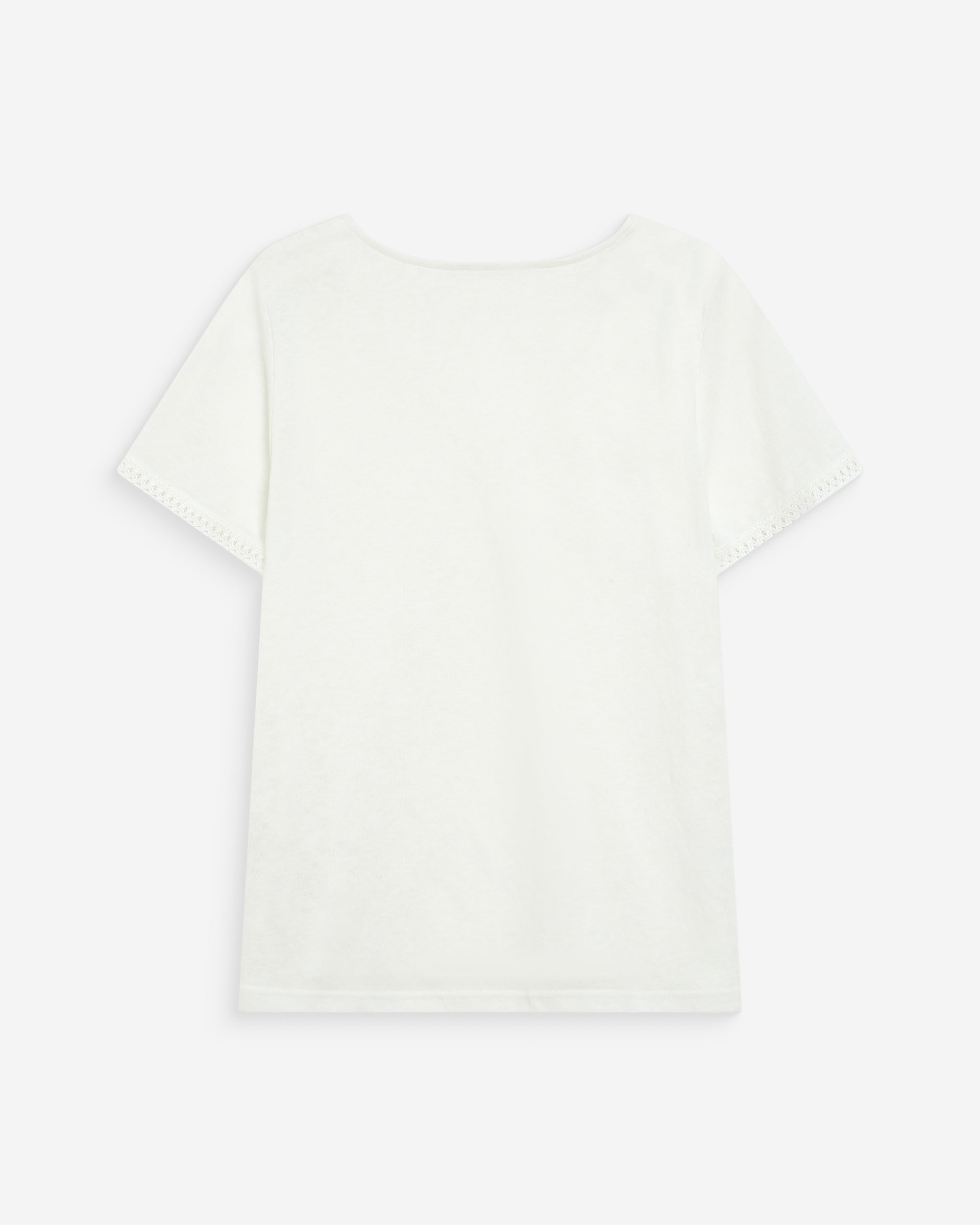 Straight V-neck short-sleeve top ivoire Willem