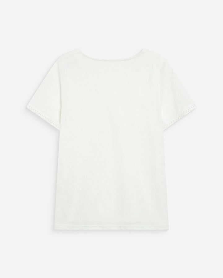 Straight V-neck short-sleeve top ivoire Willem