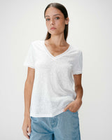 Straight V-neck short-sleeve top ivoire Willem