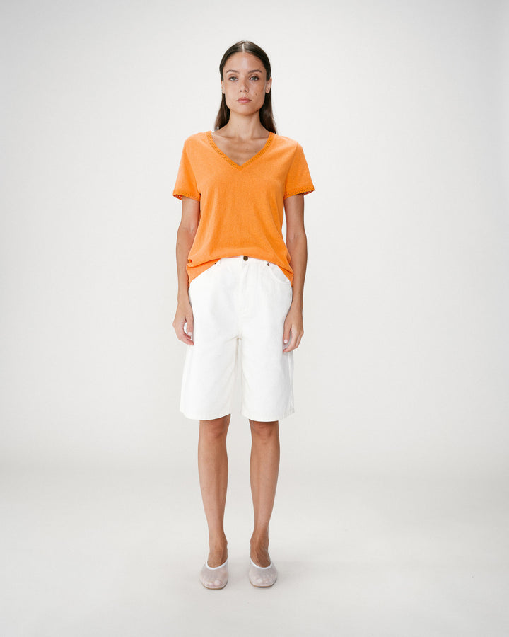 Top escote en V con encaje orange Willem