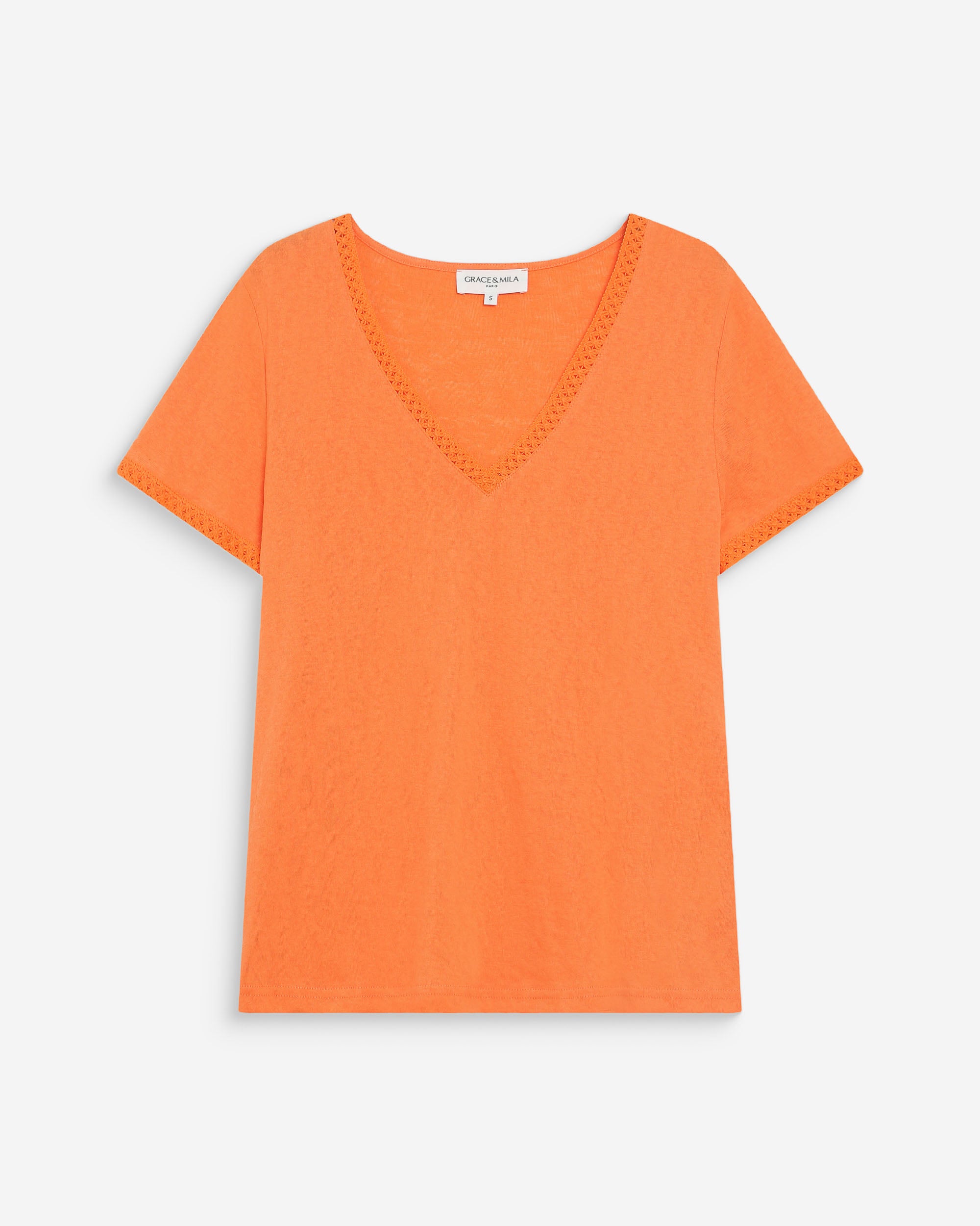 Top escote en V con encaje orange Willem