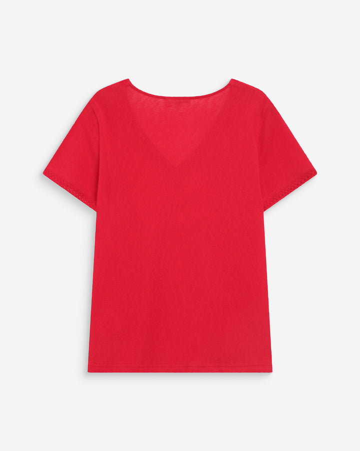 Top escote en V con encaje rouge Willem