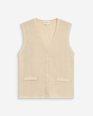 Cárdigan calado escote en V sin mangas beige Wayne