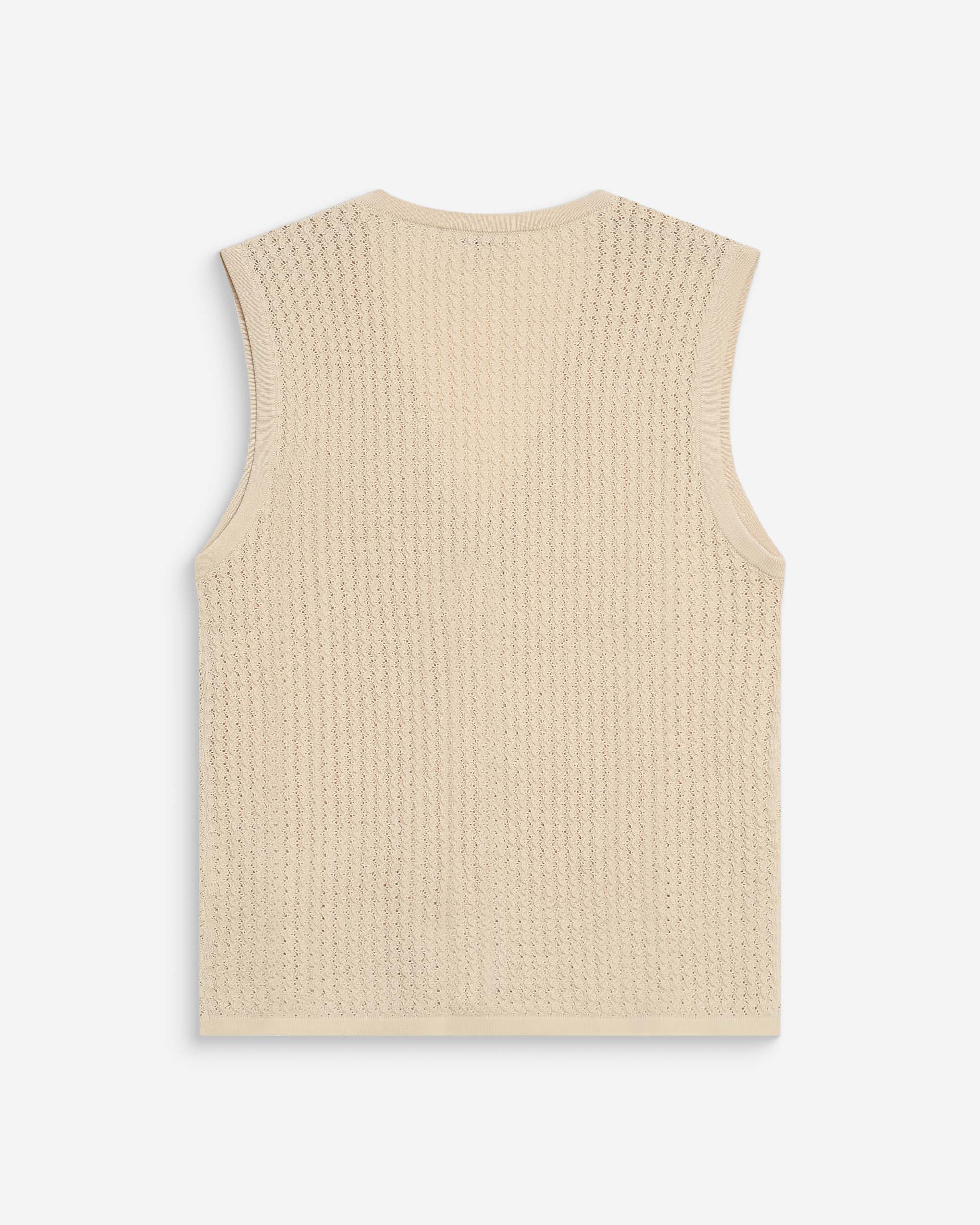 Cárdigan calado escote en V sin mangas beige Wayne