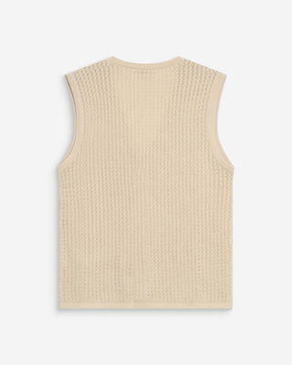 Cárdigan calado escote en V sin mangas beige Wayne