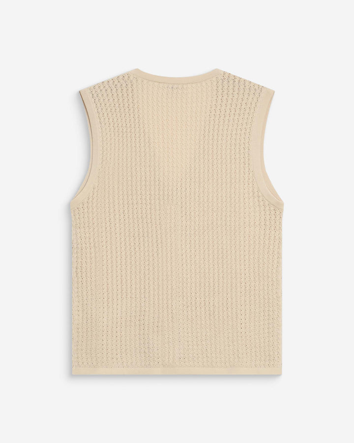 Cárdigan calado escote en V sin mangas beige Wayne