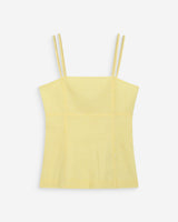 Fitted gingham cotton square-neck top jaune Wynel