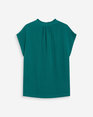 Camisa de gasa de algodón manga corta emeraude Wesra