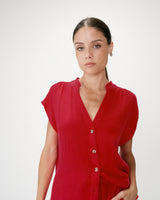 Short sleeve cotton gauze shirt fuchsia Wesra