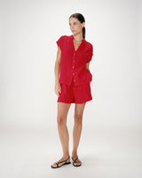 Short sleeve cotton gauze shirt fuchsia Wesra