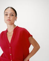 Short sleeve cotton gauze shirt fuchsia Wesra