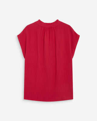 Camisa de gasa de algodón manga corta fuchsia Wesra