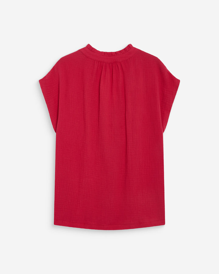 Short sleeve cotton gauze shirt fuchsia Wesra