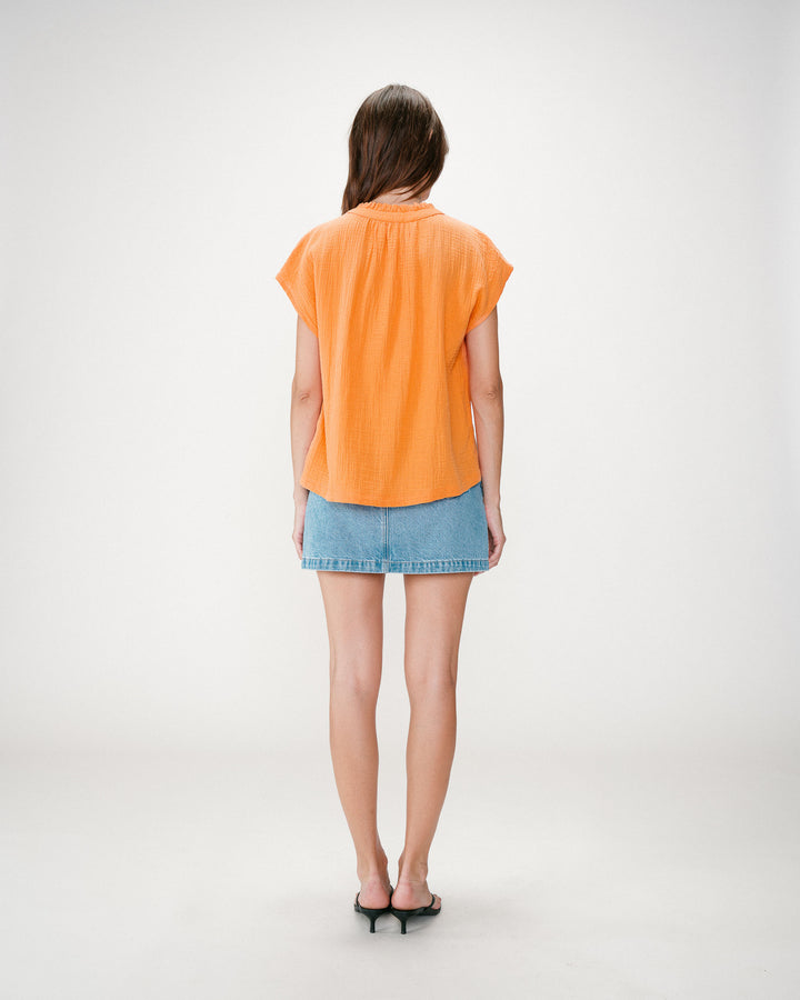 Camisa de gasa de algodón manga corta orange Wesra