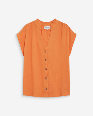 Camisa de gasa de algodón manga corta orange Wesra