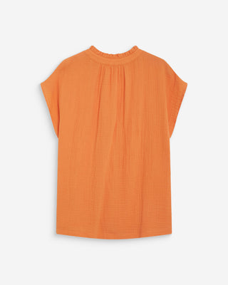 Camisa de gasa de algodón manga corta orange Wesra