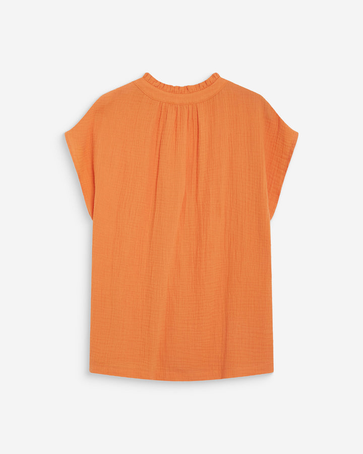Camisa de gasa de algodón manga corta orange Wesra
