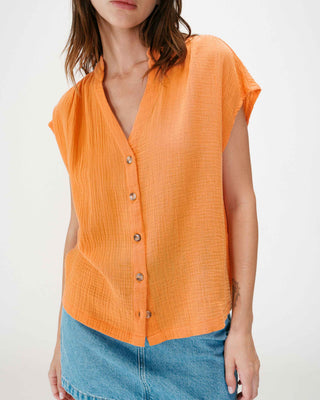 Camisa de gasa de algodón manga corta orange Wesra