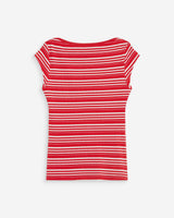 T-shirt col bateau ajusté à rayures rouge Wake