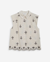 Camisa sin mangas con bordados chocolat Wisenna