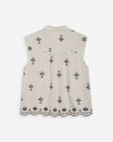 Camisa sin mangas con bordados chocolat Wisenna