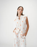 Camisa sin mangas con bordados orange Wisenna