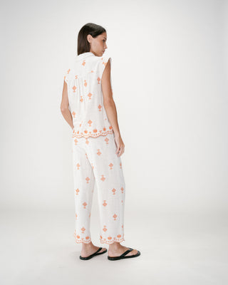 Camisa sin mangas con bordados orange Wisenna