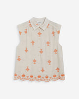 Camisa sin mangas con bordados orange Wisenna