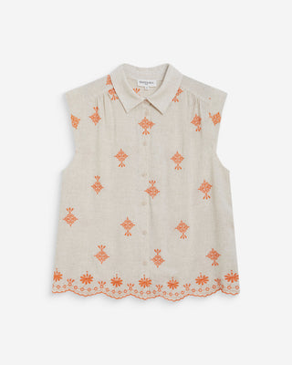 Camisa sin mangas con bordados orange Wisenna