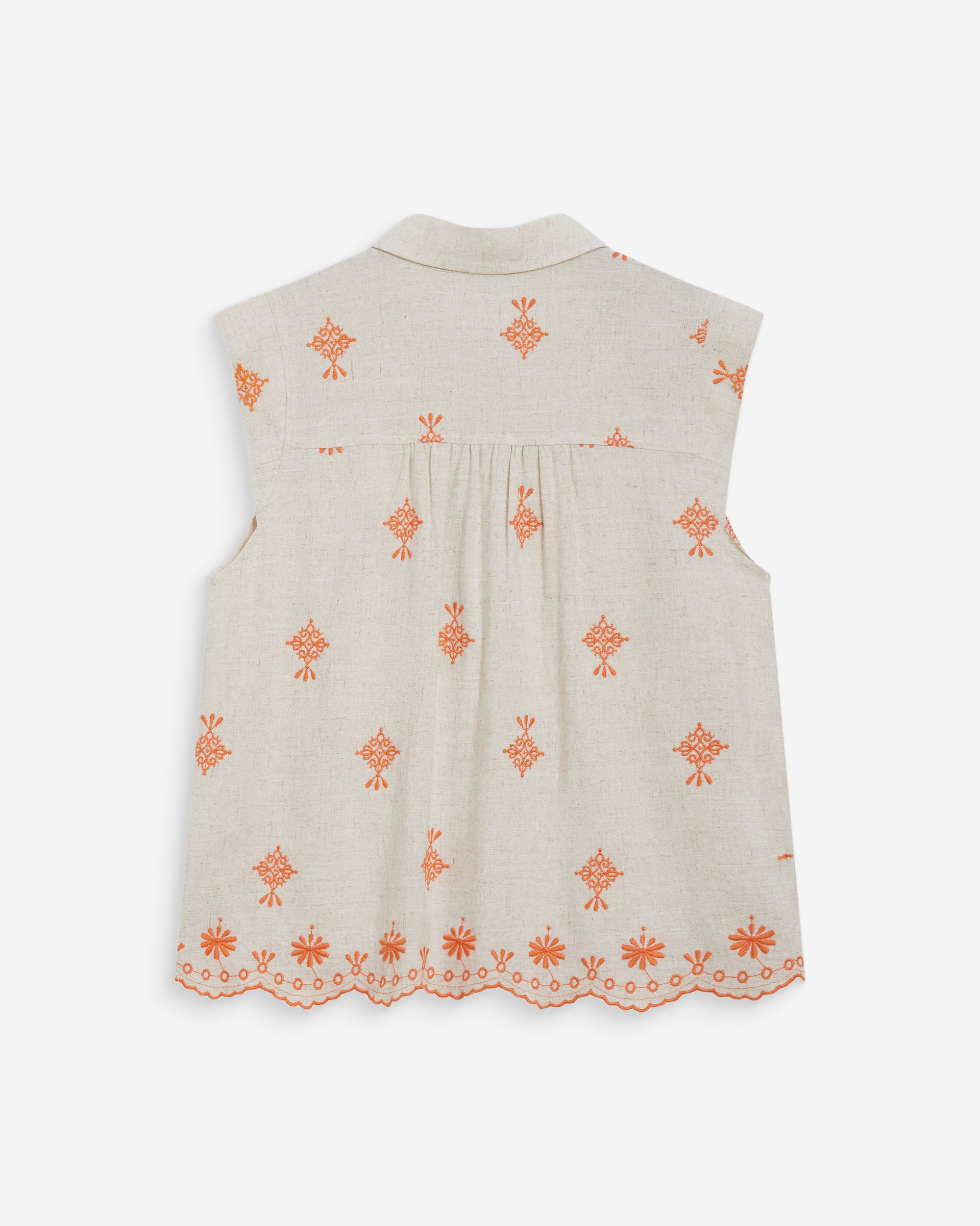 Camisa sin mangas con bordados orange Wisenna