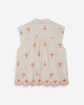 Camisa sin mangas con bordados orange Wisenna