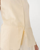 Gilet de tailleur en tencel et lin col carré jaune Winston