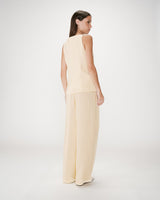 Gilet de tailleur en tencel et lin col carré jaune Winston