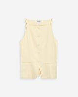 Gilet de tailleur en tencel et lin col carré jaune Winston