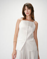 Chaleco de lino y tencel escote cuadrado sable Winston