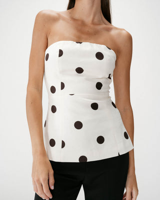 Bustier péplum à pois ecru Wixie